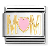 Nomination Composable Classic Link 030272/84 Mum Pink Heart in 18K Gold & Enamel
